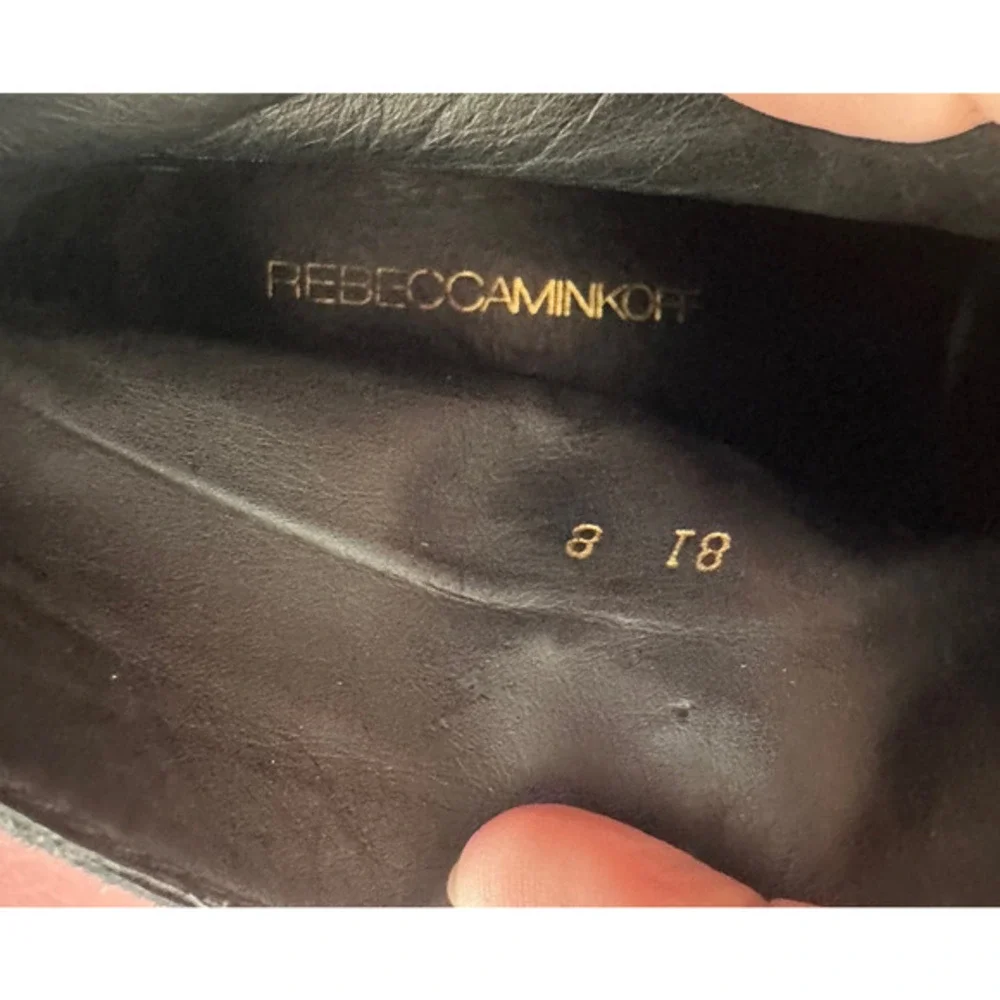Rebecca Minkoff‎ wedge booties Sz 8 Black Metallic Silver Nubuck